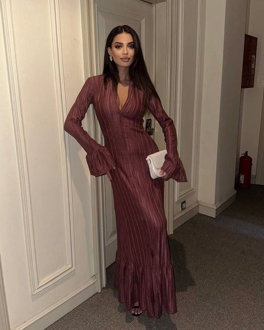 Burgundy Buttoned Dress