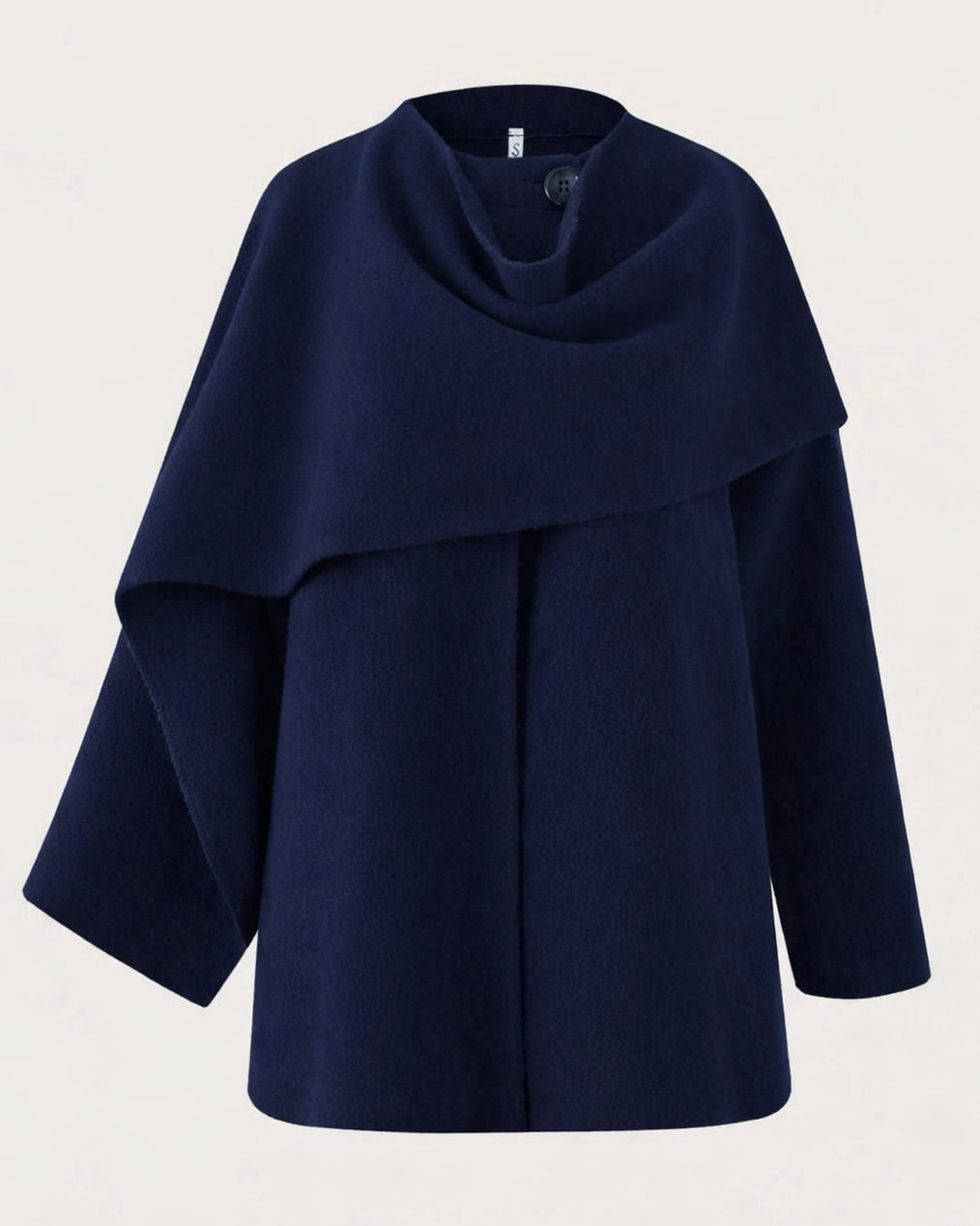 Navy Knit Cape with Scarf