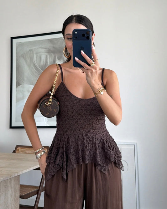 Brown Lace Top