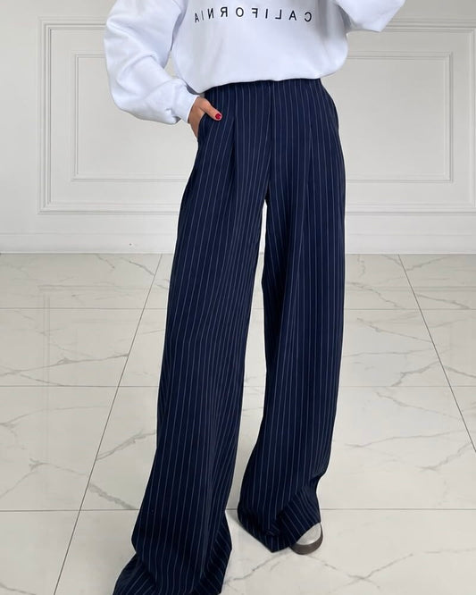 Navy Striped Pants
