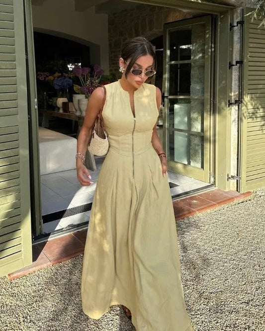 Butter Yellow Zipped Dress