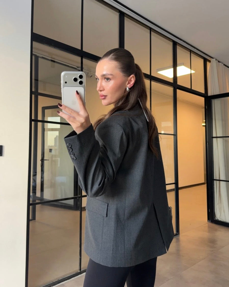 Grey Asymmetrical Blazer
