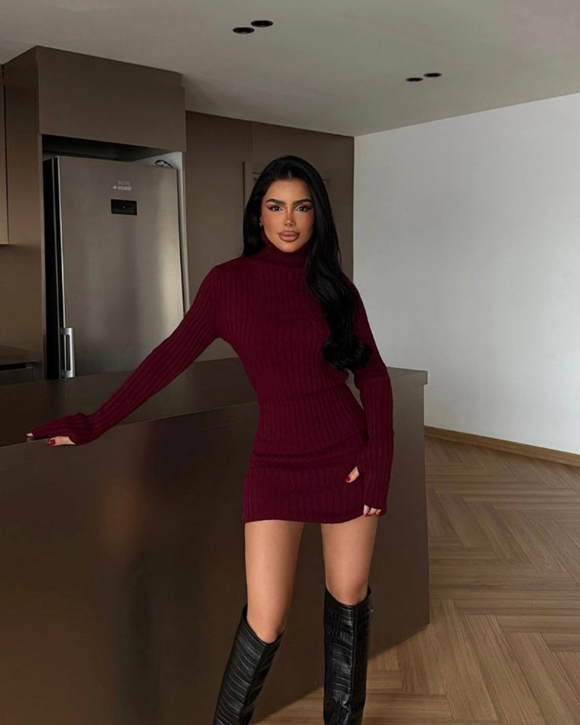 Burgundy Basic Dress