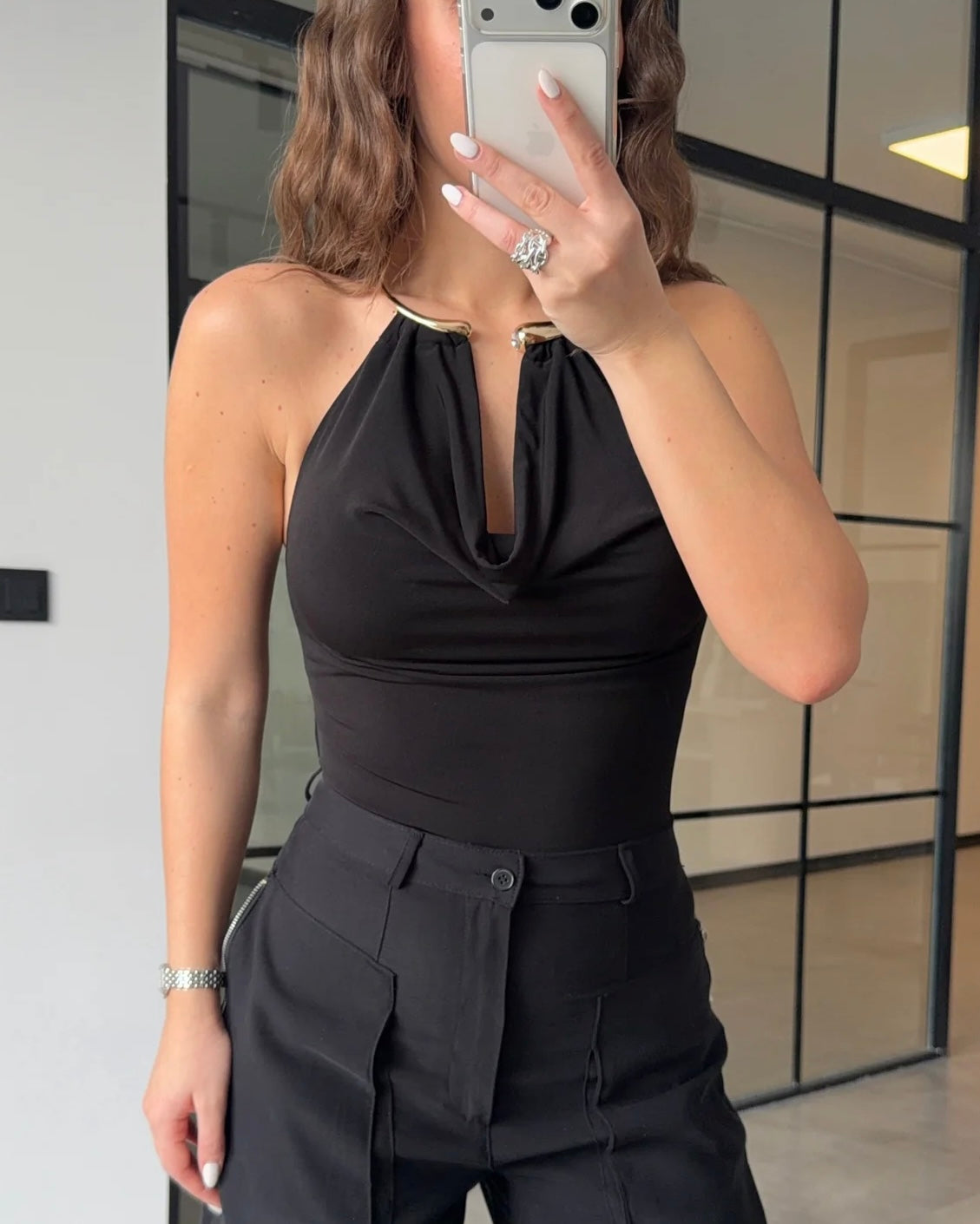 Black Gold Detail Top