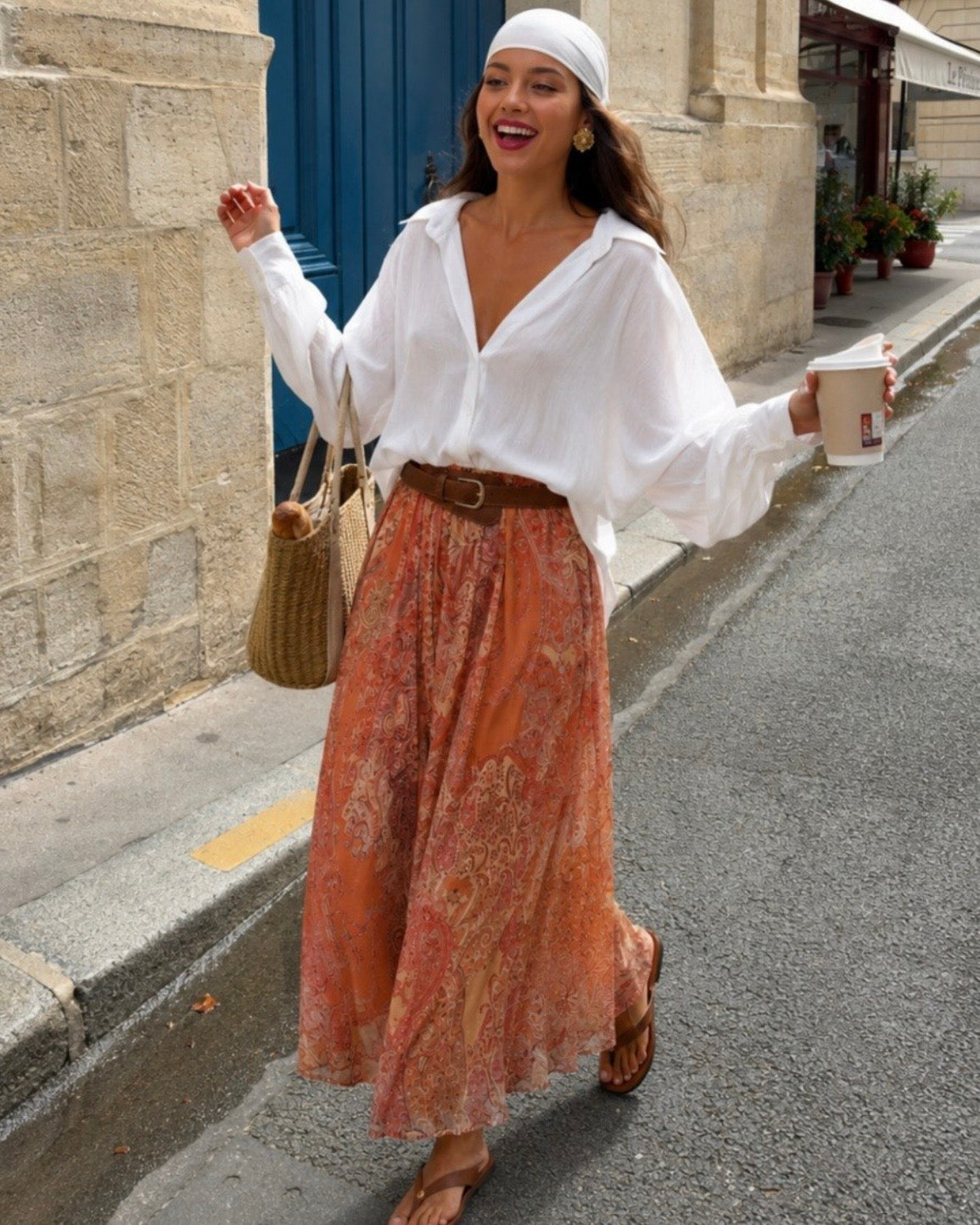 Orange Chiffon Skirt