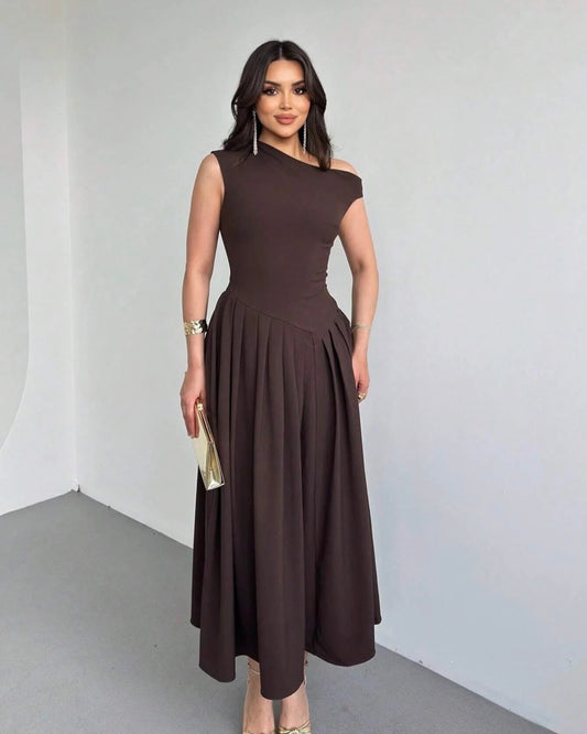 Brown Asymmetrical Dress