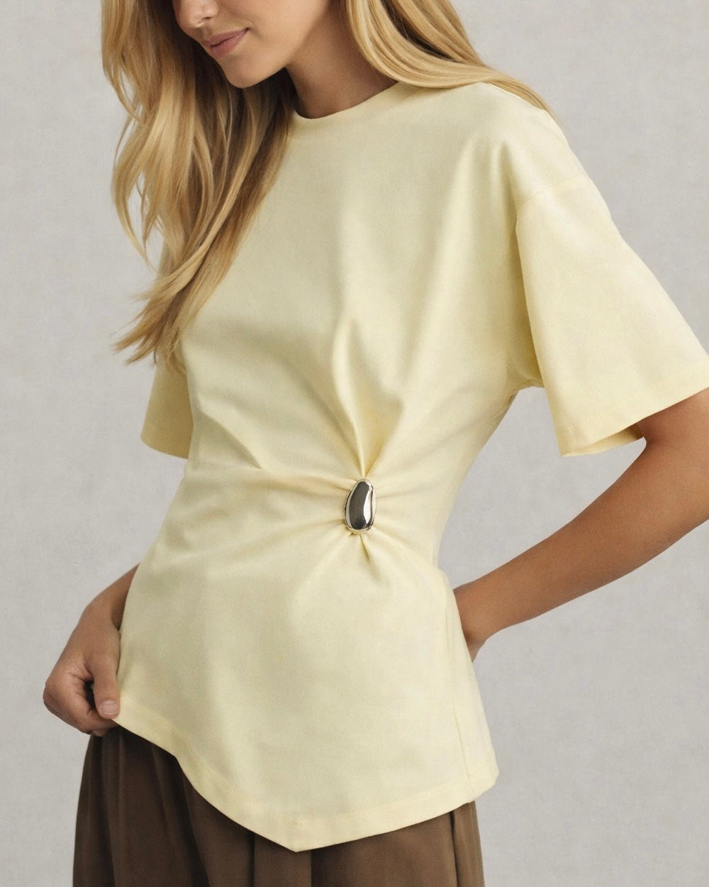 Yellow T-shirt with Gold Detail