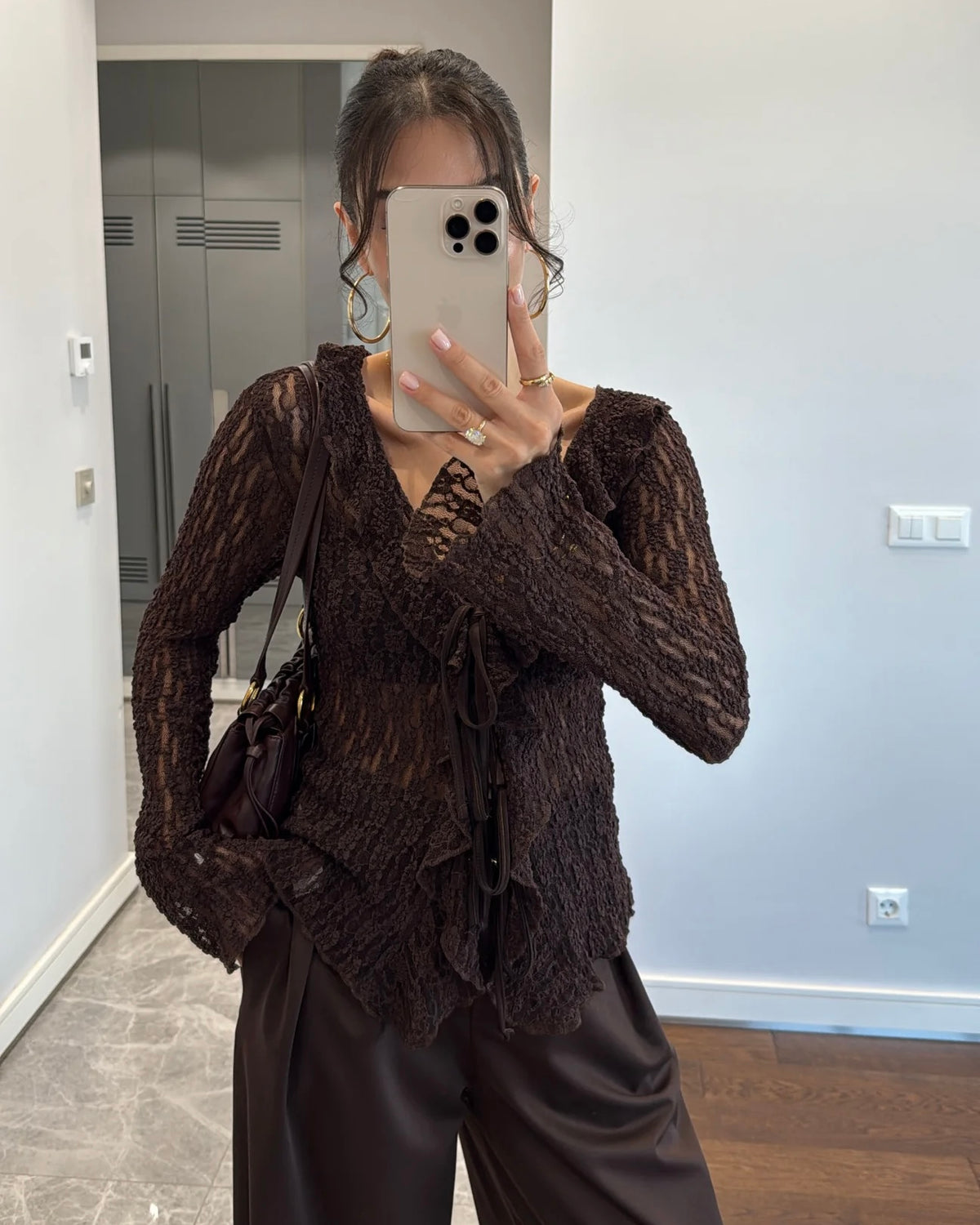 Brown Lace Top