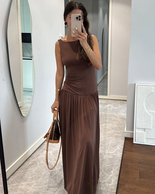 Brown Drop Waist Dress