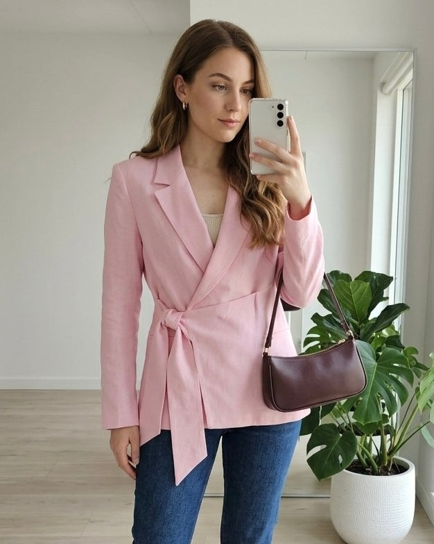 Pink Linen Blazer