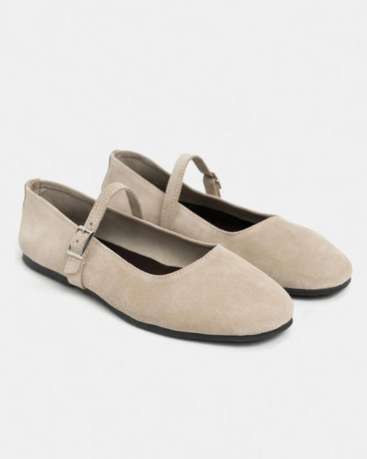Beige Suede Flats