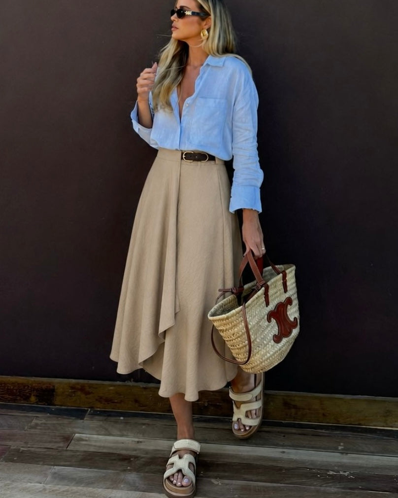 Beige Midi Skirt