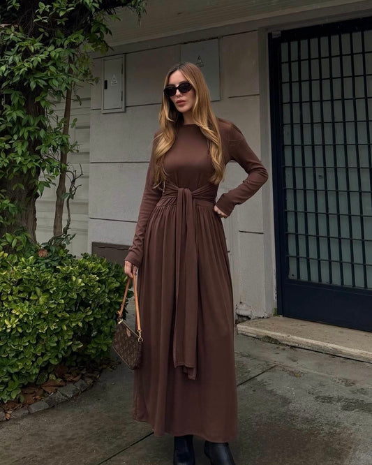 Brown Tied Dress