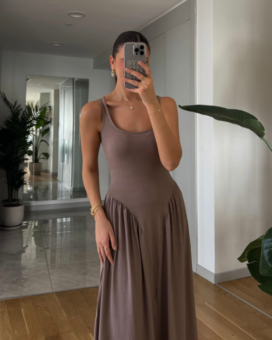 Brownish Drop Waist Dress