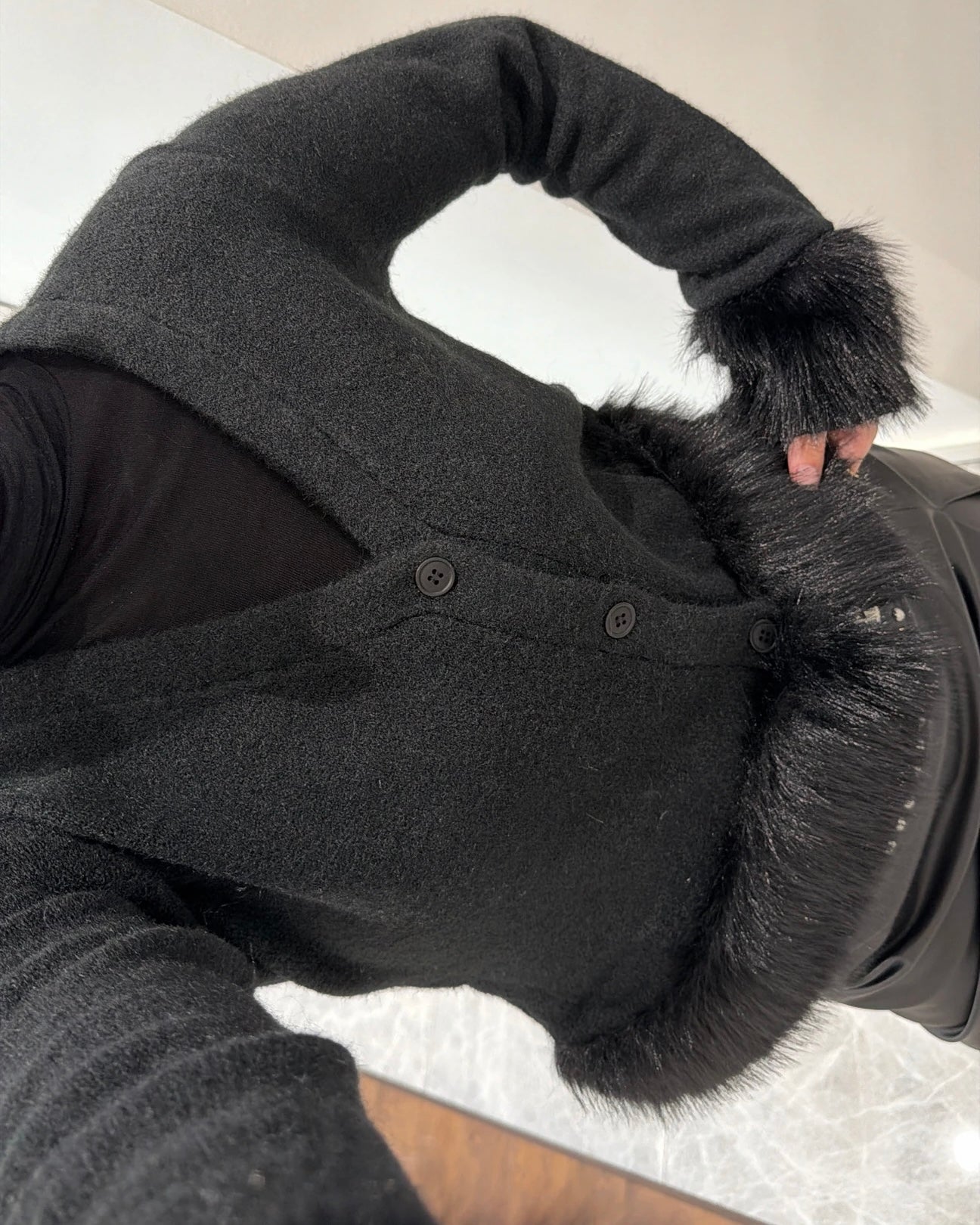 Black Fur Cardigan
