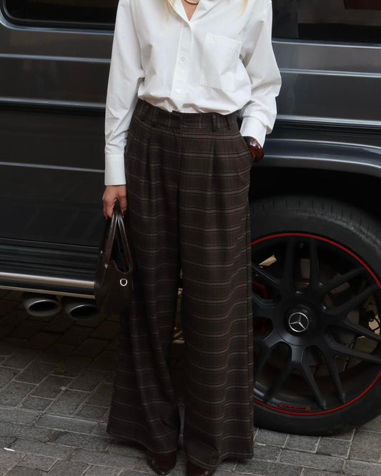 Brown Checkered Pants