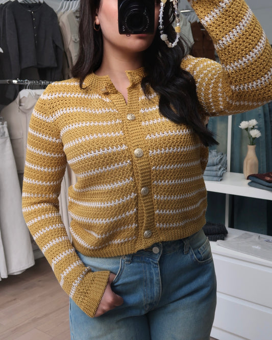 Mustard Striped Cardigan