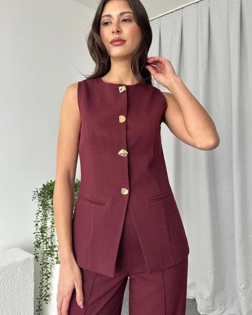 Burgundy Vest Set