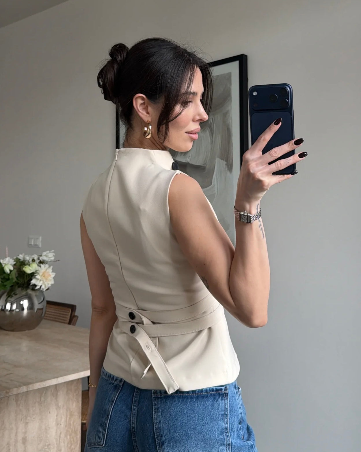 Beige Fitted Vest