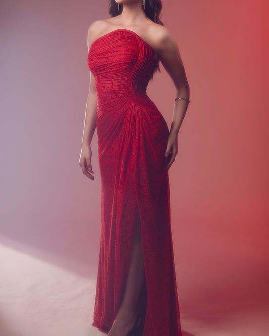 Red Lace Maxi Dress