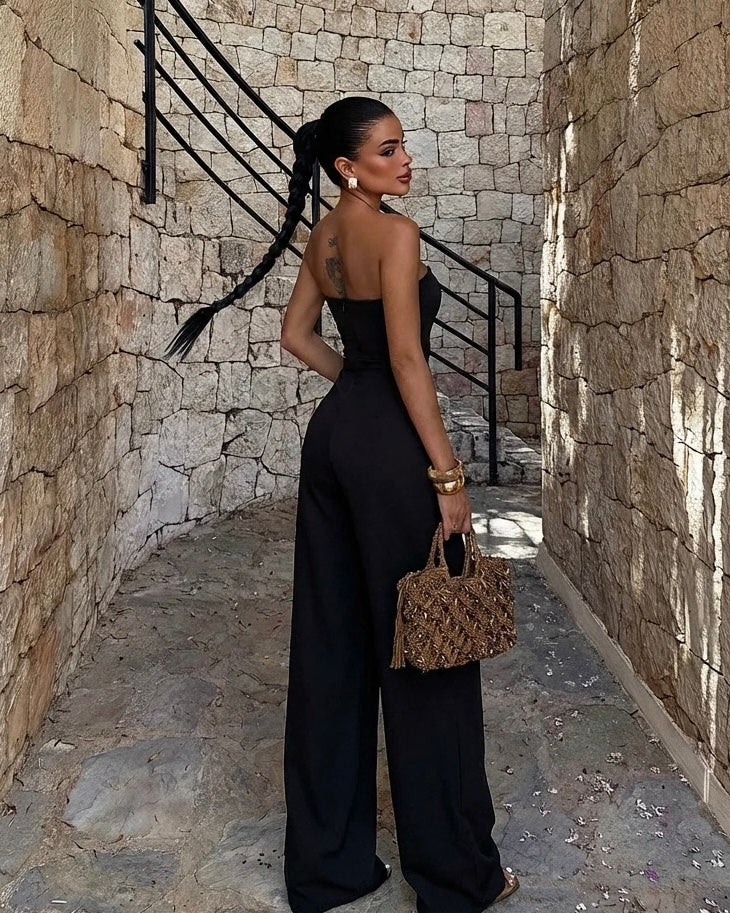 Black Strapless Jumpsuit