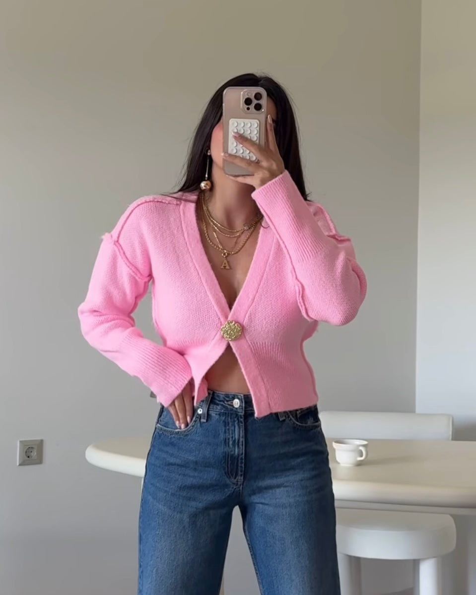 Pink Gold Detail Gardigan