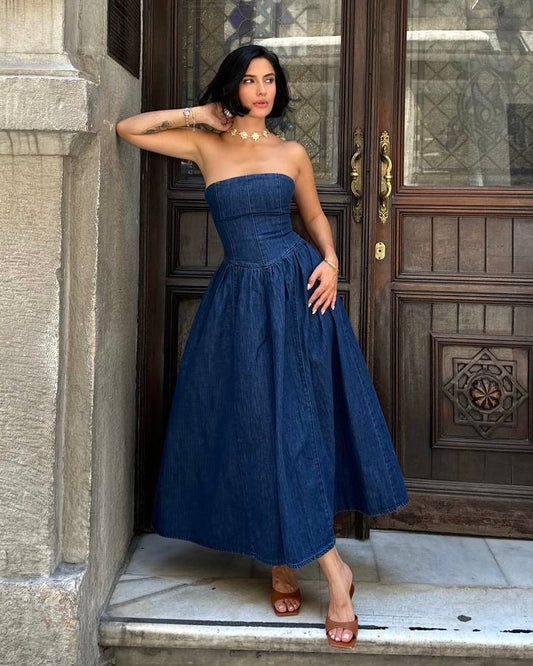 Denim Strapless Dress