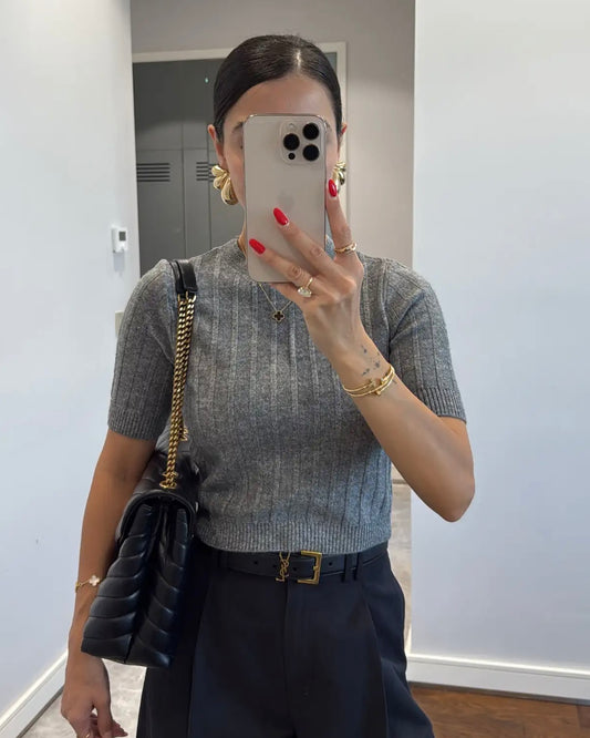 Grey Knitted T-shirt