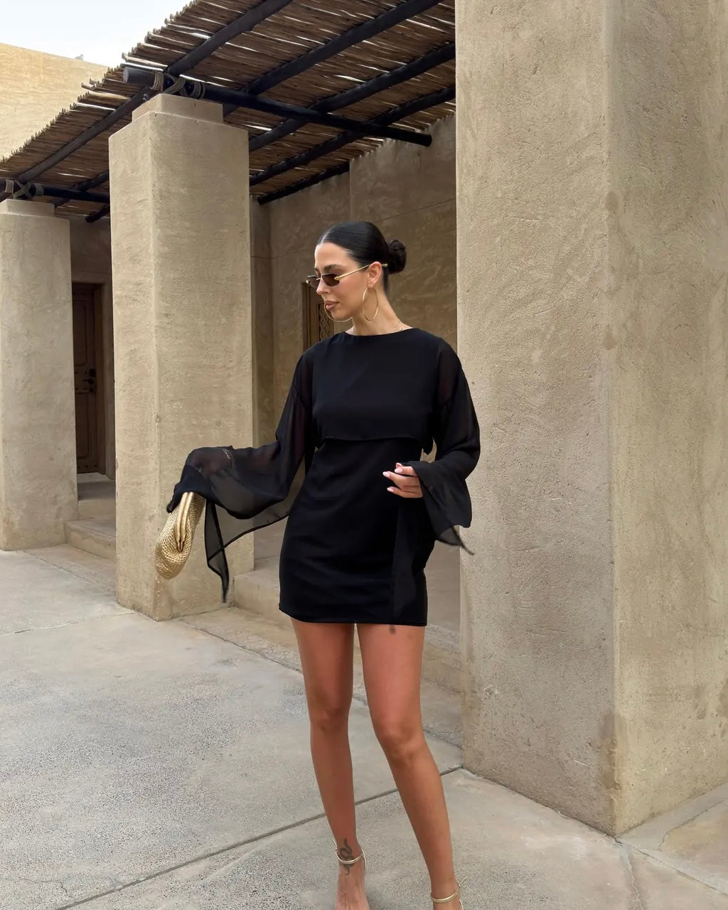 Black Chiffon Mini Dress