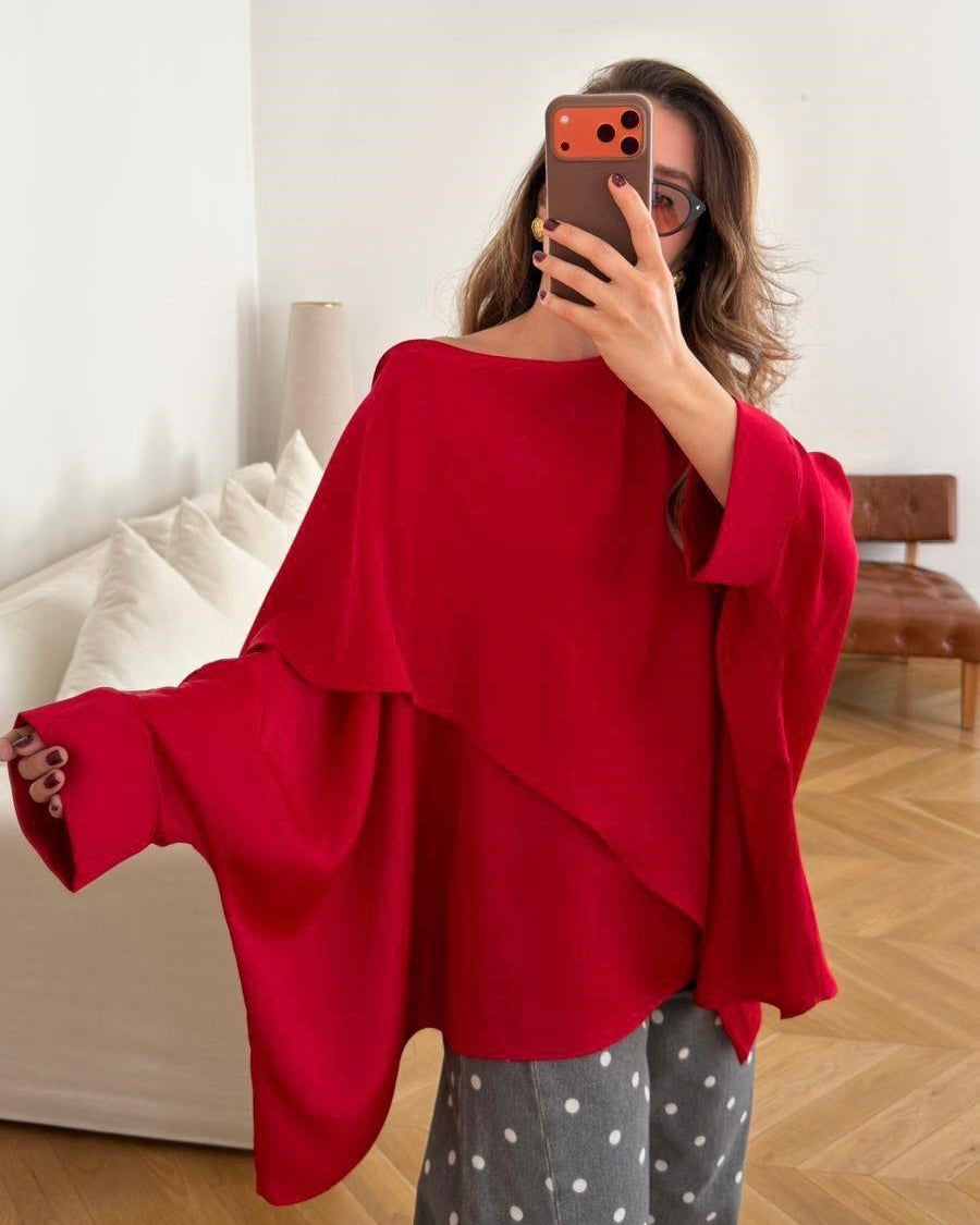 Red Satin Blouse