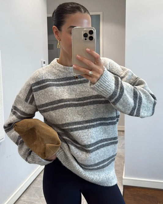 Grey Striped Sweater