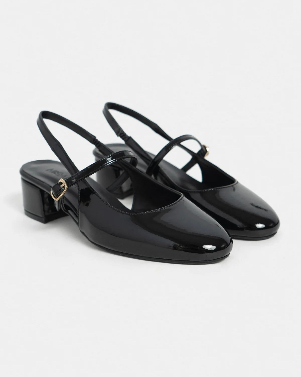Black Low Heels with Buckle