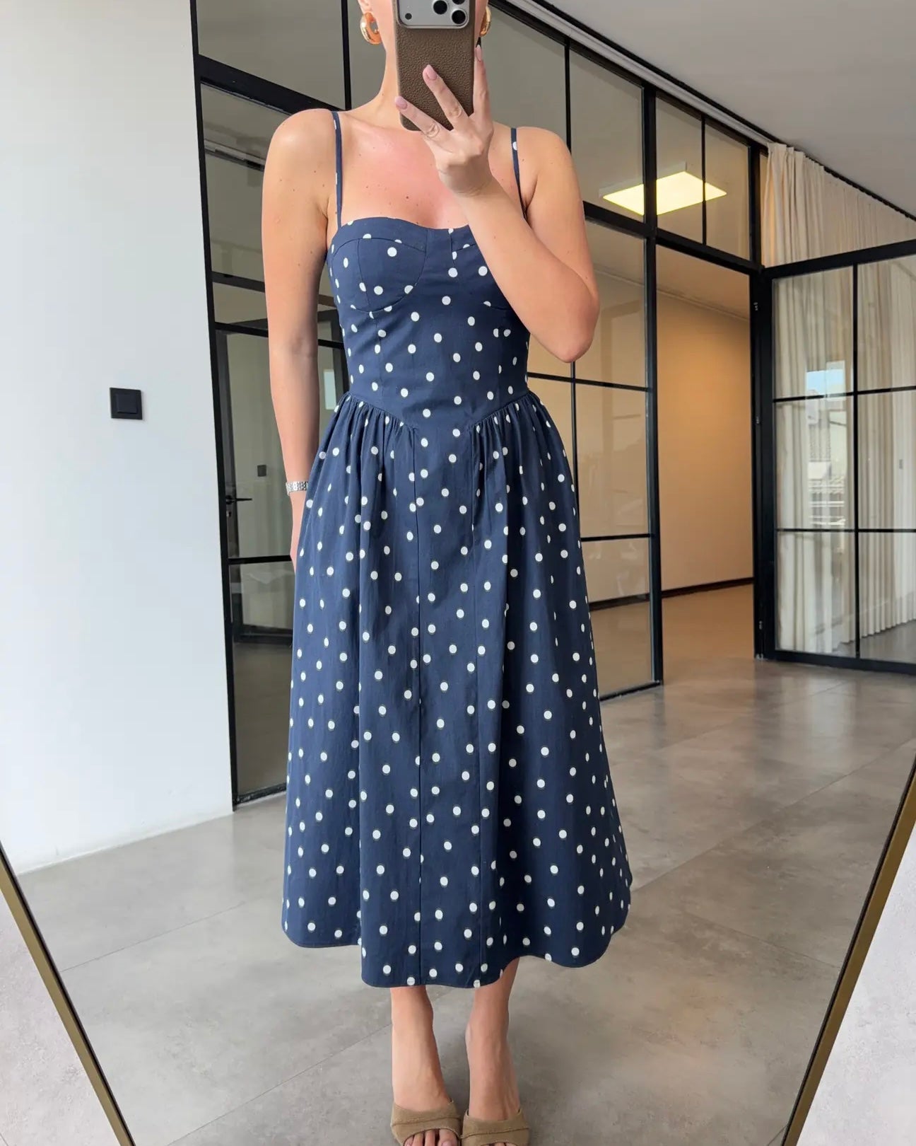 Navy Polka Dot Dress
