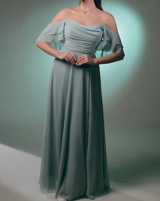 Minty Off Shoulder Maxi Dress