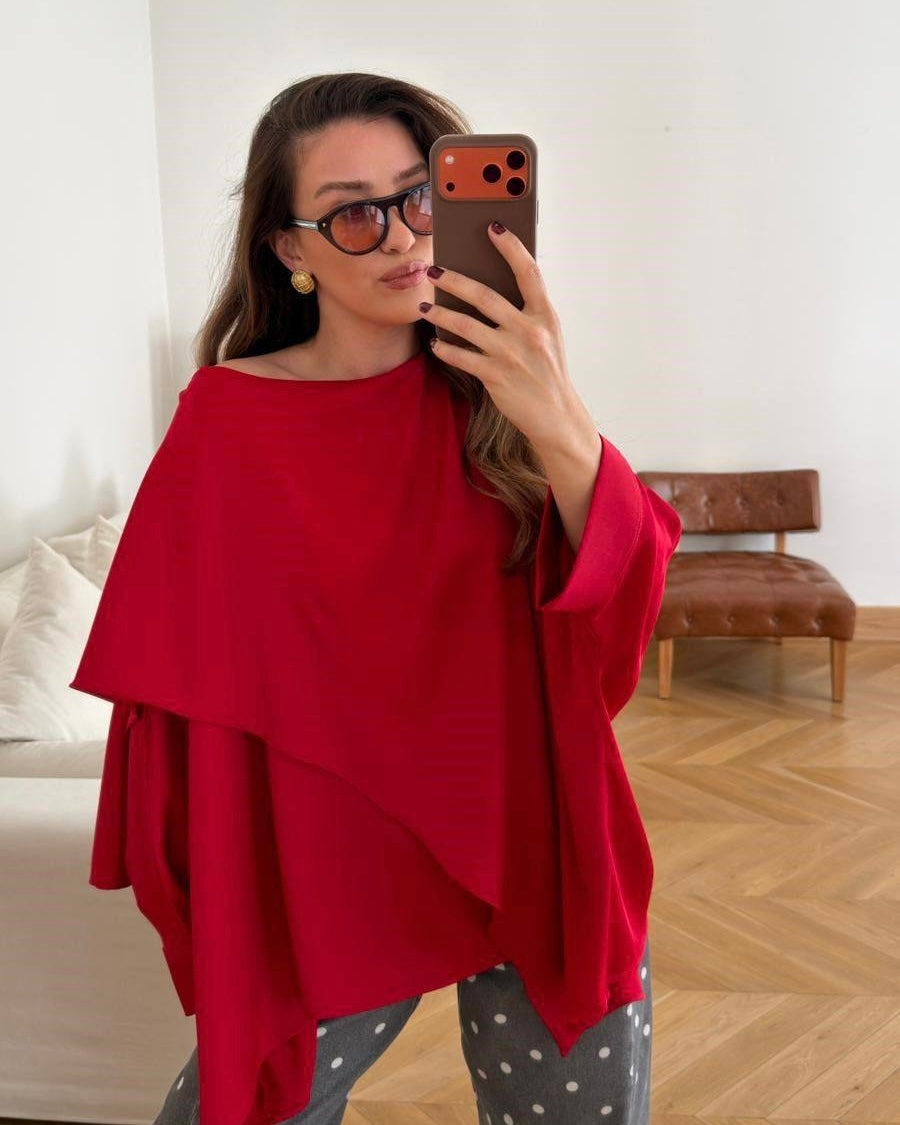Red Satin Blouse