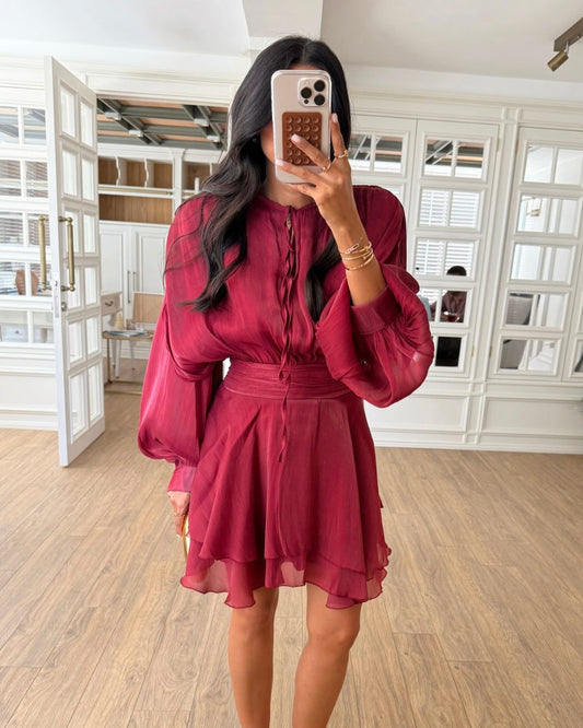 Dark Red Trendy Dress