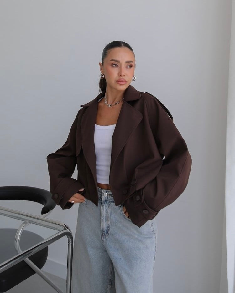 Brown Cropped Trench Coat