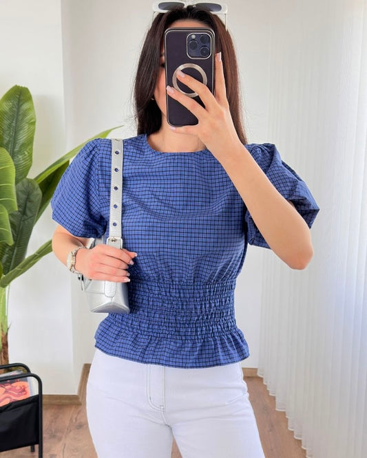 Blue Checkered Top