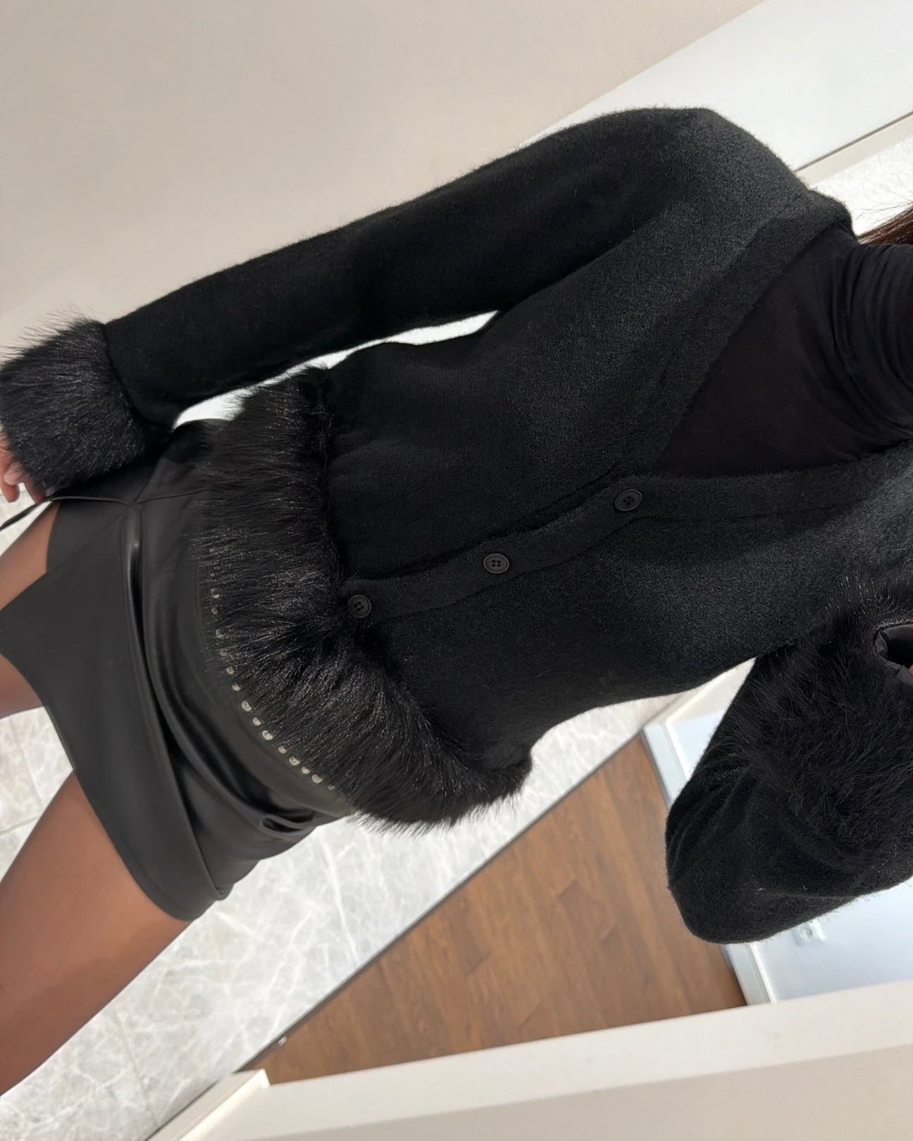 Black Fur Cardigan