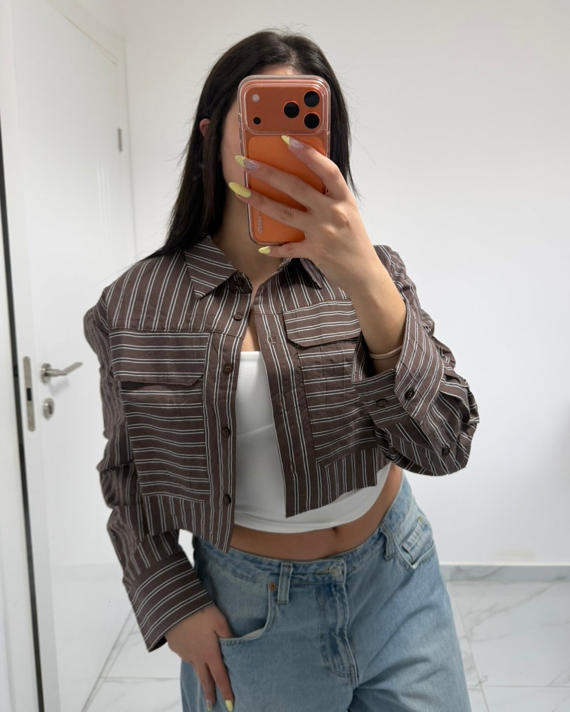 Brown Cropped Shirt