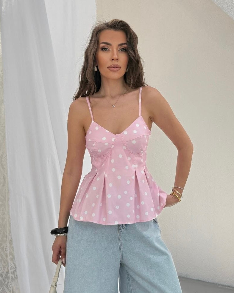 Pink Polka Dot Top