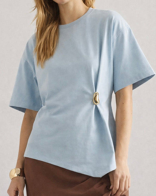 Baby Blue T-shirt with Gold Detail