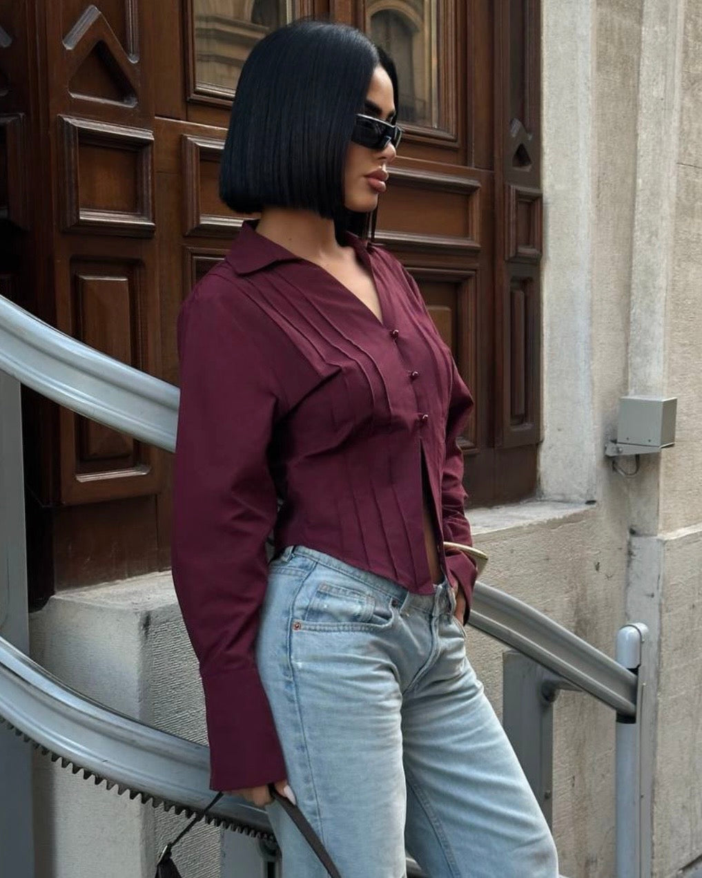 Burgundy Buttoned Shirt