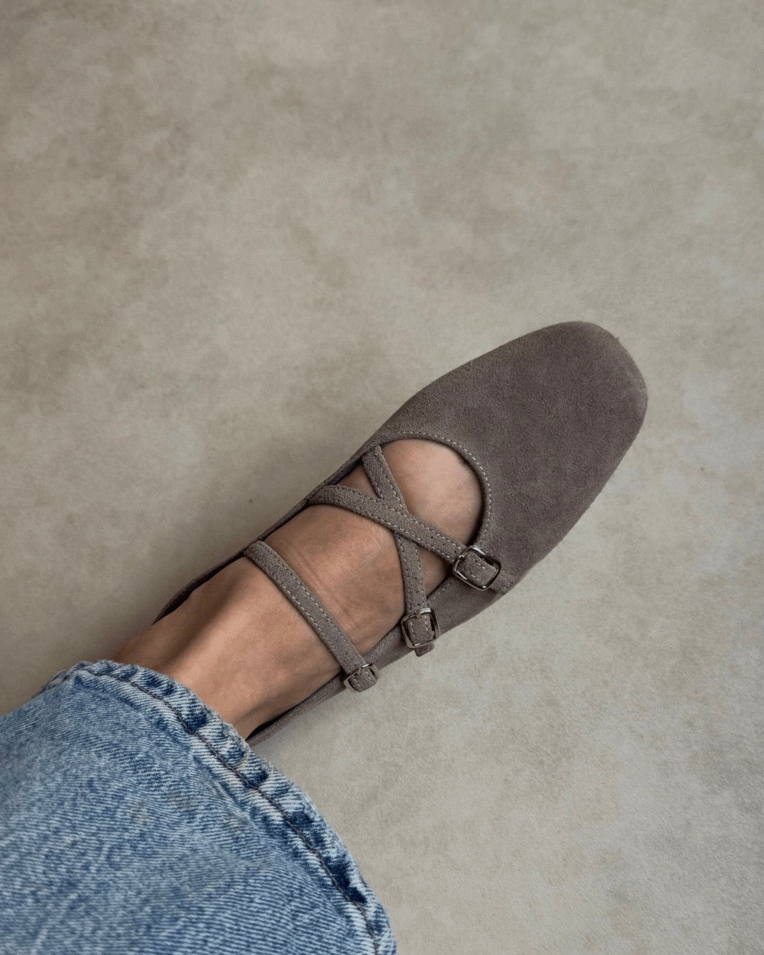 Dark Beige Suede Flats