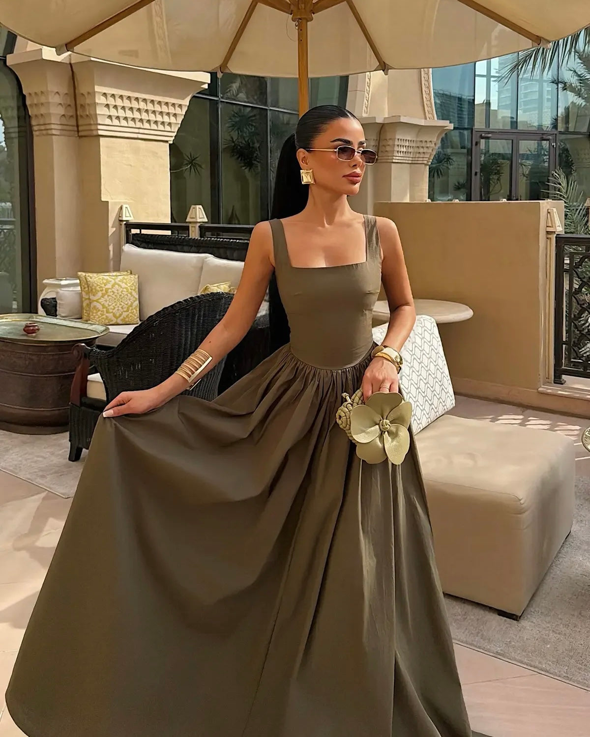 Army Green Maxi Dress