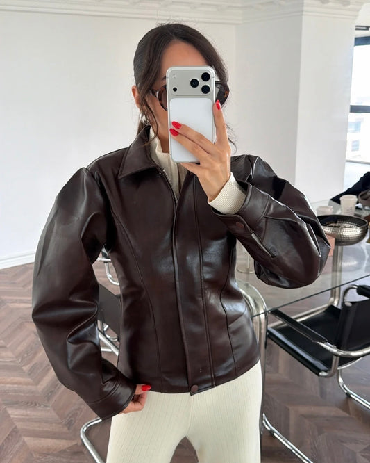 Brown Fitted Leather Jacket