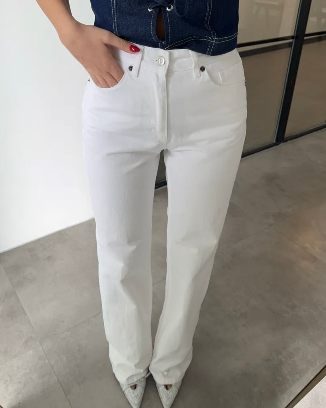 White Straight Jeans