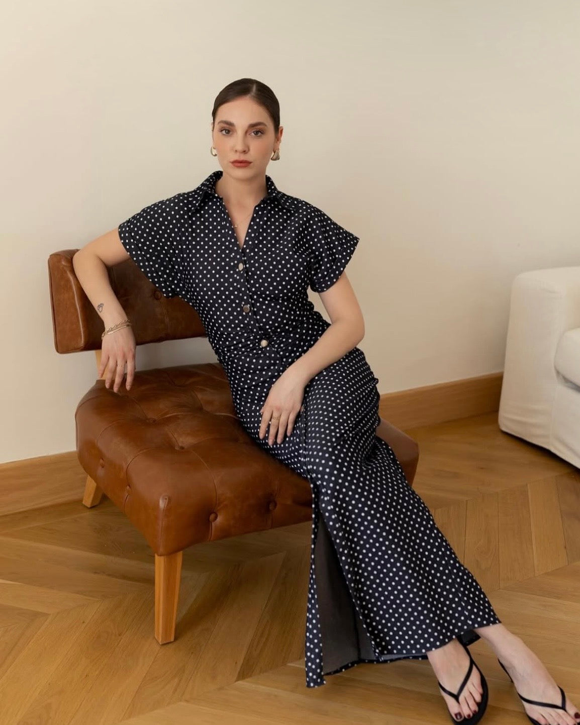 Polka Dot Denim Dress