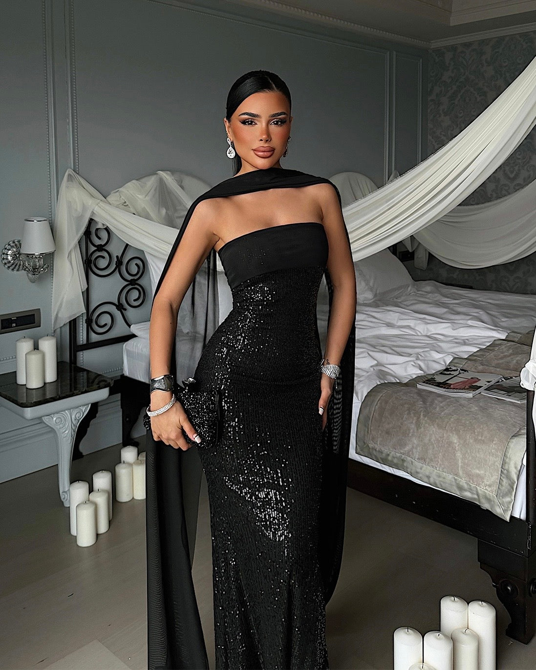 Black Sequin Maxi Dress