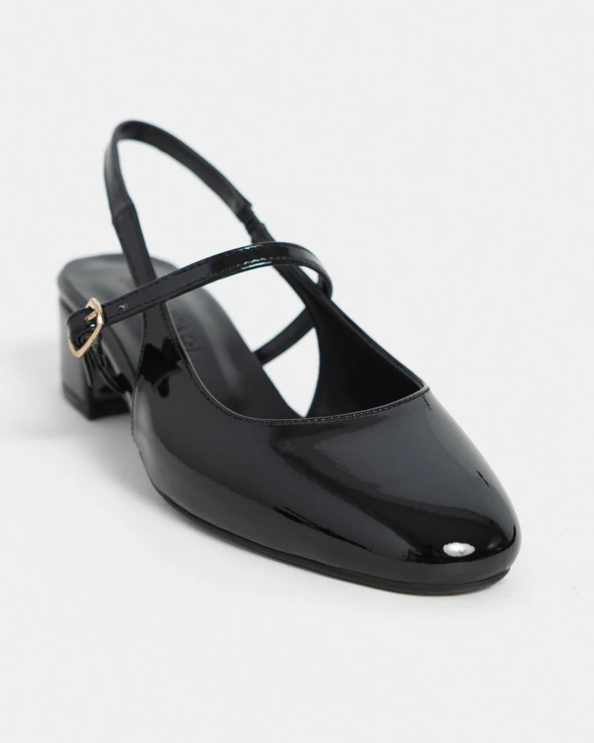 Black Low Heels with Buckle